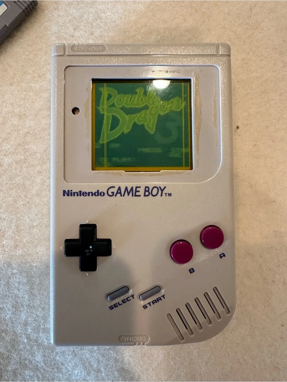 Nintendo Game Boy Portable Console in Light Gray with Maroon Buttons w/2 games